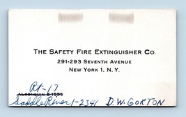 The Safety Fire Extinguisher Company Vtg Business Card New York City NY BC1 - £30.31 GBP