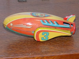 Vintage Tin Friction Rocket Ship Modern Toys Japan - $163.35