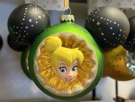 Disney Parks Tinker Bell Mickey Mouse Icon Blown Glass Ornament NWT Holiday 2024 - £39.86 GBP