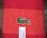 Lacoste ~ Red Bath Towel 100% Cotton 30&quot; x 52&quot; Big Crocodile Logo - £22.85 GBP