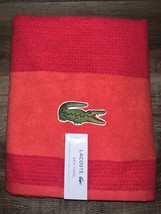 Lacoste ~ Red Bath Towel 100% Cotton 30&quot; x 52&quot; Big Crocodile Logo - £22.76 GBP