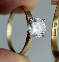 Estate Sale! 10k GOLD solid ring vintage CZ gemstone size 5.5 engagement TESTED - £95.89 GBP
