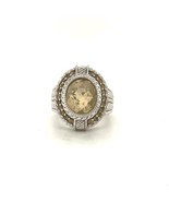 Vintage Signed Judith Ripka Thailand Champagne Quartz Halo Cocktail Ring... - $94.05