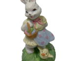 Vintage Bunny with Basket &amp; Baby Chick Porcelain Figure writing on base ... - $13.86