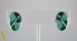 Gorgeous Sterling Silver Turquoise Inlay Clip-on Earrings Unique - $6,173.51 MXN