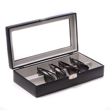 Bey Berk Black Leather Multi Purpose Case with Glass Top and Locking Clasp  - $101.95