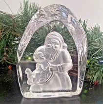 Cristal d&#39;Arques Santa Paperweight Collections Christmas 1 Bas Relief 4.5 x 3.5&quot; - £9.18 GBP
