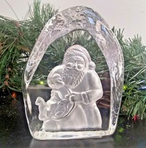 Cristal d&#39;Arques Santa Paperweight Collections Christmas 1 Bas Relief 4.5 x 3.5&quot; - £8.82 GBP