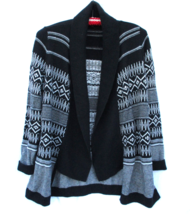 Talbots Diamond Fair Isle Shawl Collar Open Cardigan Sweater MED Nylon Lambswool - £22.76 GBP