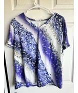 Women’s Short Sleeve V Neck Top With Purple, White, And Jewel Design Siz... - €13,87 EUR