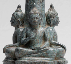 Antique Khmer Style Southeast Asia Bronze Four Way Buddha Statue - 45cm/18&quot; - £1,140.08 GBP