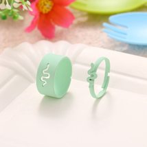 2 PCS/Set Fashion Gift Open Men and Women Adjustable Couple Lovers Rings Jewelry - £7.86 GBP