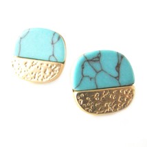 Turquoise Marble Matte Metal Heart Stud Earrings casual Post Style earring - £15.95 GBP