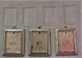Picture Frame 3 Charms  1 3/8&quot; Gold Metal Pendant w/ 4 Extra Tops Vintage - $29.99