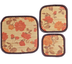 Fall Bamboo Placemats Hot Pads 3pc Brown Orange Yellow Hot Cup Trivet Ki... - $250.25 MXN