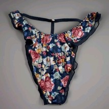 Vintage René Rofé Flutter Floral Thong Hi-Cut Lingerie Panties Size L/7 - $148.50