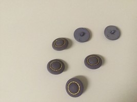 6 Lavender Metallic Gold Trim Metallic Dome Shank Buttons 7/8&quot; - £2.31 GBP