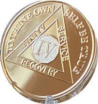 4 year AA Medallion Large 1.5 Inch 22k Gold Plated Sobriety Chip - £8.64 GBP