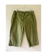 Woolrich Sz 31 Army Green Capri Pants Side Slits Pockets High Rise Casual - $12.81