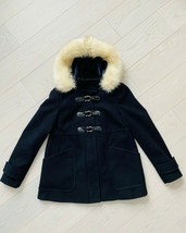 Topshop Faux Fur Hooded Coat in Navy ( 4 ) - $89.07