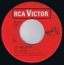 The Monkees I&#39;m A Believer 45 rpm I&#39;m Not Your Steppin Stone - £7.64 GBP