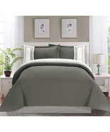 Elegant Comfort Greek Embroidered Comforter Duvet Cover 1500TC Grey Sham... - $436.05 MXN