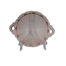 Jeannette Pink Depression Glass CHERRY BLOSSOM Handled Dish Cake Plate Tray - £22.74 GBP