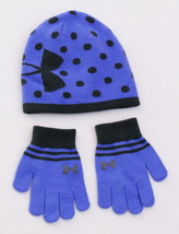 Under Armour Coldgear Purple &amp; Gray Knit Beanie &amp; Gloves Youth Girl&#39;s 4-... - $39.59