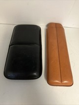 Brown &amp; Black Leather Cigar Case Holder Lot - $556.86 MXN