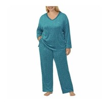 Nautica Cozy Fleece Pajamas Sleepwear Set 2 Piece Teal Dots NWT Plus Siz... - £14.49 GBP