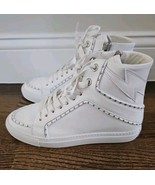 Zadig &amp; Voltaire High Flash Studded  Sneakers White Leather High Tops Sz... - €149,75 EUR