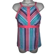 Lands&#39; End Women&#39;s Modest Keyhole High Neck Tankini Swim Top Size 8D Cor... - $23.75