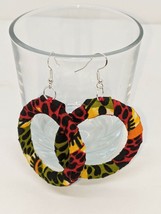 Large Beautiful Handmade African Colourful Print Hoop Earrings - £4.89 GBP