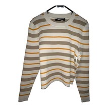 VERO MODA ANITA STRIPED RIBBED CROPPED O NECK BLOUSE SPICY MUSTARD SIZE ... - $9.80