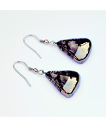 Earrings handmade bubble glass, brown with platinum, circle sector - £17.32 GBP