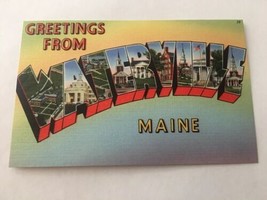 Vintage Postcard Unposted Linen Greetings From Waterville Maine ME - £2.25 GBP