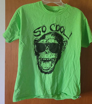 Unisex Green So Cool T-Shirt Chest 19&quot;x Length 24&quot; Cute Monkey Lime Green  - $12.99