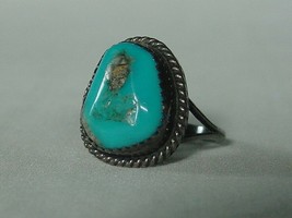 Vintage Silver Turquoise Ring Size 7 Royston - £98.32 GBP