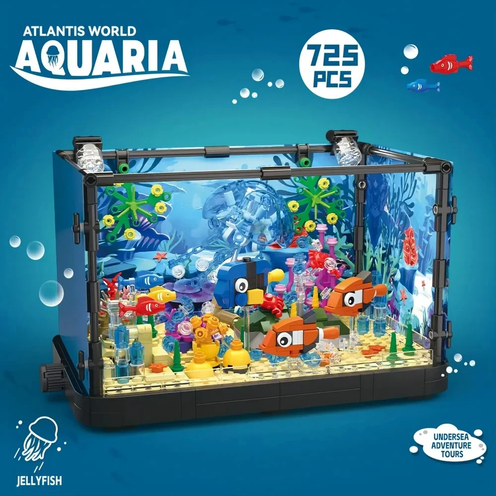 MOC Ocean Fish Tank Aquarium Building Block Set Turtle Fish Tank Brick - £40.71 GBP+