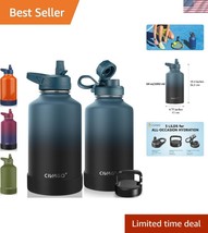 Insulated 64 oz Water Bottle with Versatile Lids - Keeps Drinks Hot &amp; Cold - $48.00