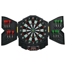 Professional Electronic Dartboard Cabinet Set w/ 12 Darts Game Room LED ... - £91.99 GBP