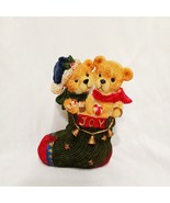 Teddy Bears in Stocking Joy Figurine Christmas Table Top 5&quot;  Resin Dolge... - £11.79 GBP