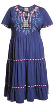 Johnny Was  100% Cotton Embroidered Dress Sz-XL Navy - $169.98