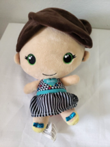 Mattel Barbie Doll Plush Sega Prize Toy Brown Hair Ponytail Green Eyes - £15.54 GBP