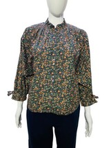 Doen Women&#39;s Rose Black Petit Jardin Floral Printed Cotton Blouse Tunic Top S - £145.62 GBP