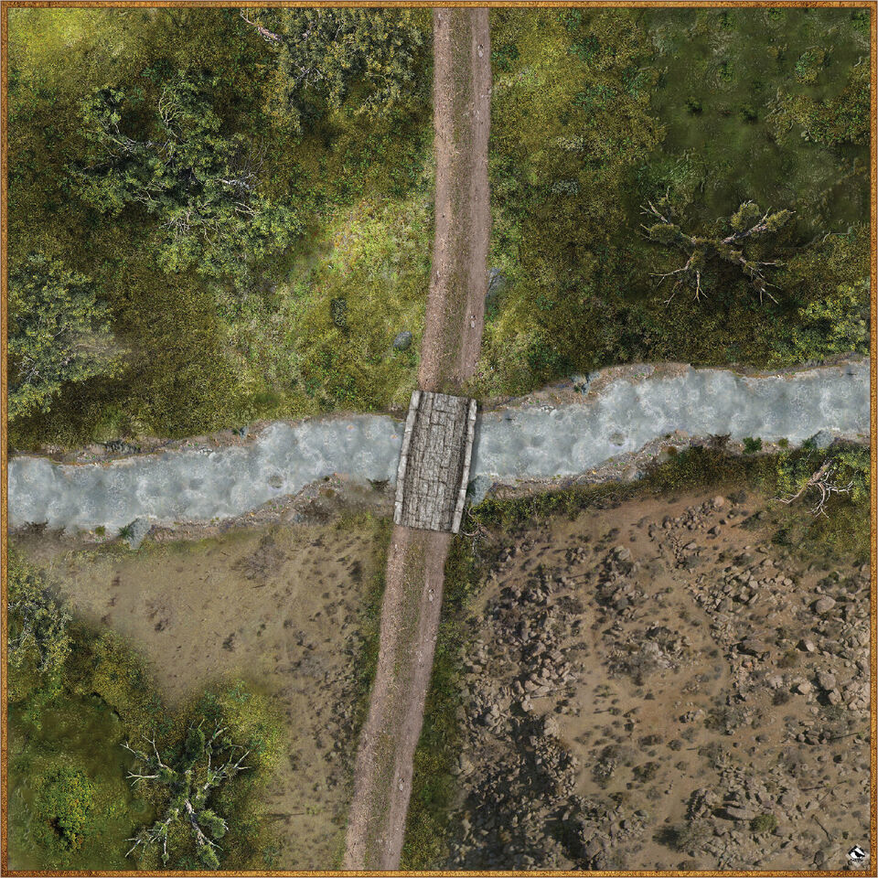 Forest River Crossing 36&quot; x 36&quot; Battle Mat - D&amp;D and Pathfinder Miniatur... - $29.65
