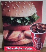 1993 This Calls For A Coke Double Sided Window Sticker Cola Chicken Sandwich NOS - £5.95 GBP