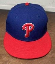 New Era 59fifty Philadelphia Phillies Red &amp; Blue Fitted Cap Hat Sz 7 1/4 - £15.98 GBP