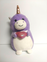 Kellytoy Squishmallow Hug Me Tara Unicorn 10&quot; Plush Purple Holding Heart - £10.02 GBP