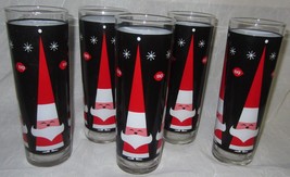 Holt Howard Dairy Queen DQ Tall  Christmas Santa Glasses set of 5 - £74.75 GBP